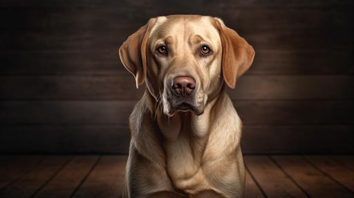 Award-winning bright ultrarealistic photo, bright all-white home environment background::2 alert blond labrador retriever service dog wearing a red service dog harness, looking at camera, shallow depth of field::2.5 8k UHD, Canon EOS R6, Sony a7 IV enhanced image::2 background wheelchair, crutches::1.2 --ar 16:9