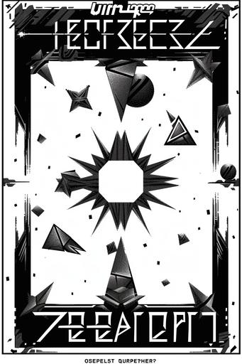 monochrome scifi-game card, white background, spacecore, pointillism black on white, hand-painted illustration, cosmos symbols, white center for copyspace, abstract, cyberpunk, futurepunk, empire logo, alien geometric symbols, vector::1.1 text, paper, astronaut, saucer::-0.8 --v 6.0 --ar 2:3