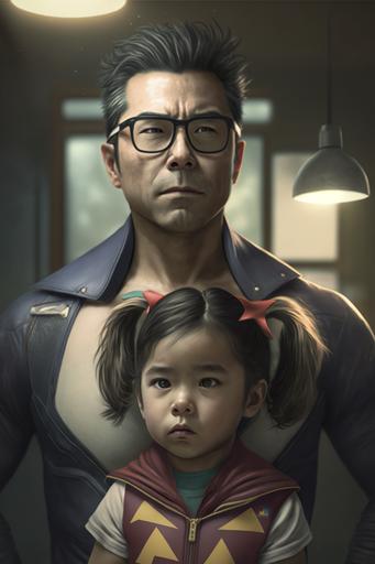 natural Asian superhero/dad , 8k --ar 2:3