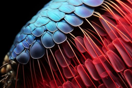 natural realism, hyper realistic, ladybug elytra wings under an electron microscope, backlit --ar 3:2