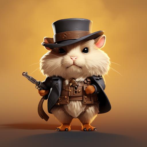 big fluffy hamster gangster in western style, cartoon