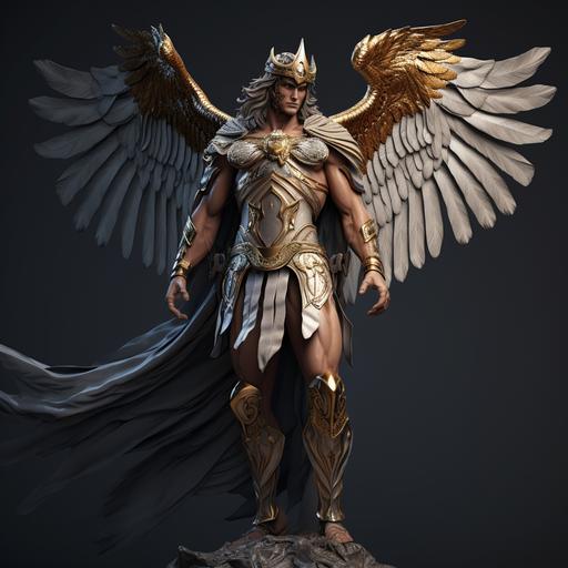realistic drawing of the god hermes, full body, helmet with wings on the head, very good quality image, 4k
