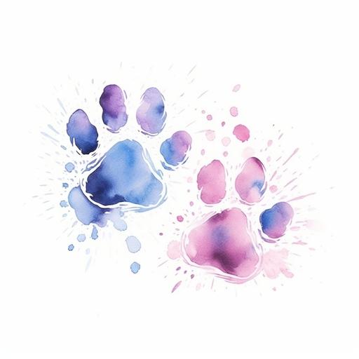 need same cat paw print watercolor drawing (dark color)