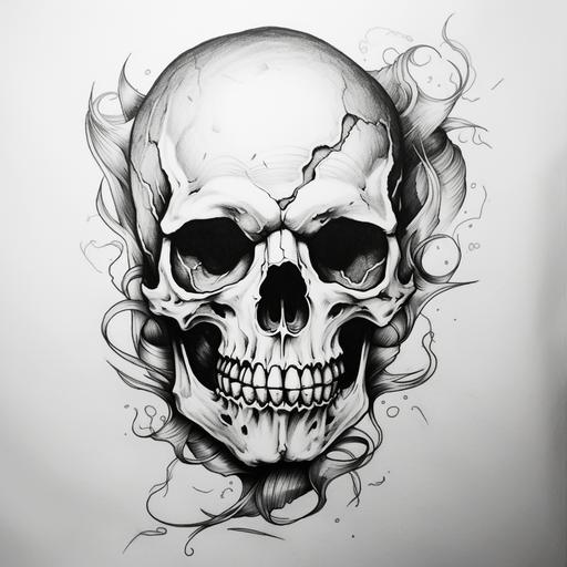 need same realistic skull drawing tattoo design black and white