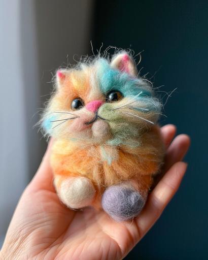needle-felting isometric fat fluffy colorful cat --ar 8:10 --v 6.0