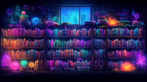 neon books twitch banner background --ar 16:9