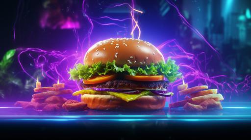 neon burger twitch banner background --ar 16:9