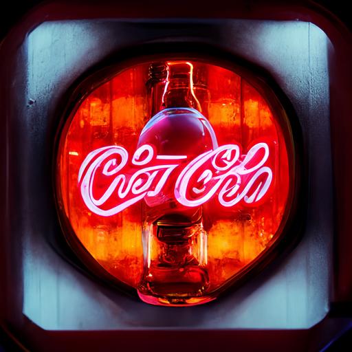 neon cherry coca cola sign, realistic, 4k