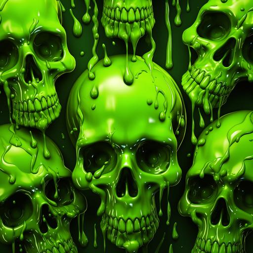 neon green skulls in slime realistic –– tiles