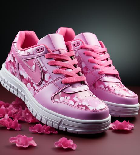 neon pink daisy fabric pattern as sneakers--tile --s 750 --ar 18:20