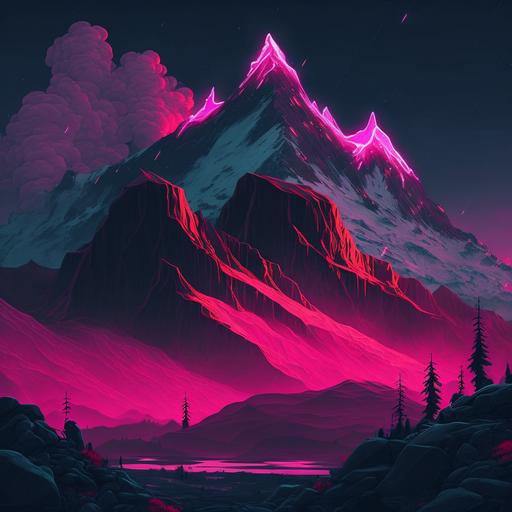 neon wallpaper pink mountain 1920x1080