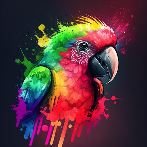 neon watercolor :: parrot sticker in the style of Lisa Frank --chaos 80