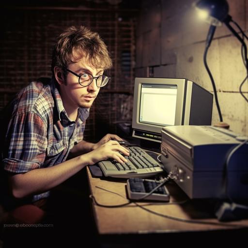 nerd man on computer