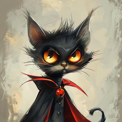 new age cartoon style cat vampire --v 6.0