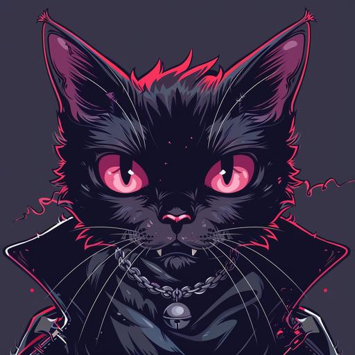new age cartoon style cat vampire --v 6.0