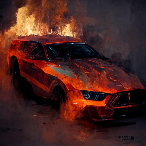 new ford mustang in fire