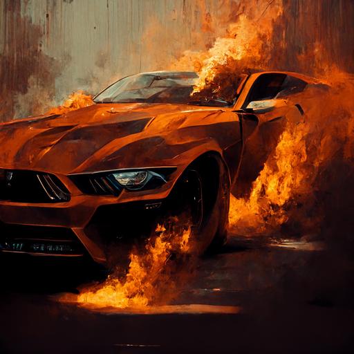 new ford mustang in fire