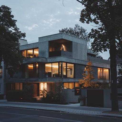 new modern house modern estate new developer rich en face magic hour evening europe berlin eastern europe street