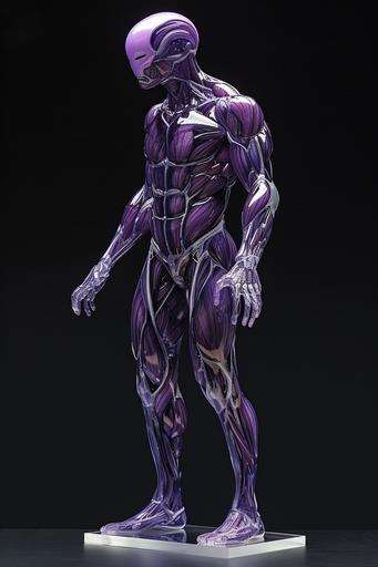 marvel superhero purple tulip man, in style of Gunther von Hagens body world, Versace, H.R Giger --ar 2:3 --v 6.0 --style raw --s 250