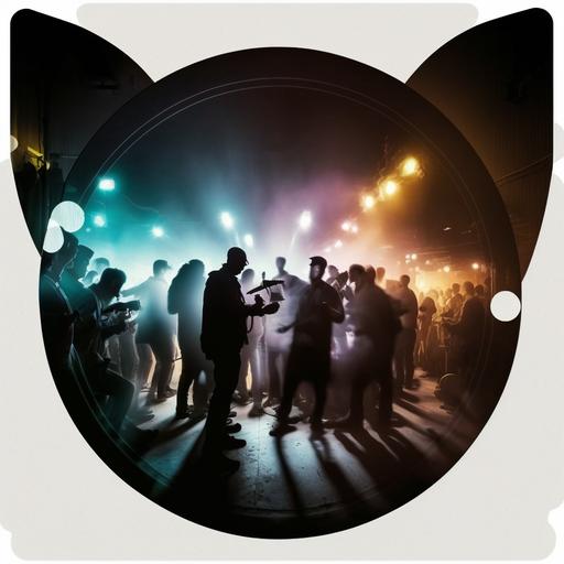 night clubs mood picture in a circle whiite background