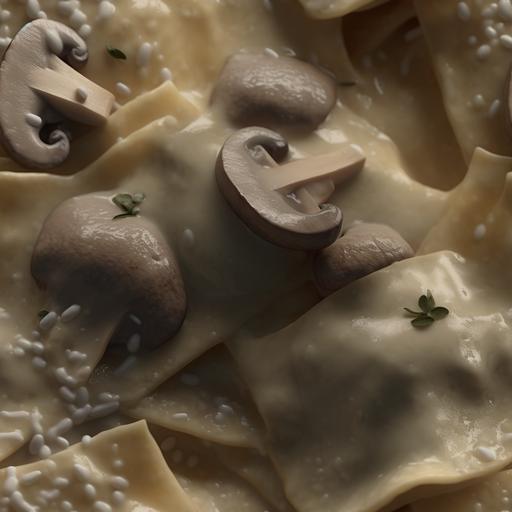 no watermarks, food texture, a seamless ravioli in a cream mushroom sauce topped with shaved parmesan texture with no internal patterns meticulously blended at the seams with subtle offsets to make it seem not tiled at all, Artstation, Quixel Megascans, Substance Sampler, Substance Designer, Photoshop, 3d, photorealism, high pass filter, low contrast details, no watermarks --tile --v 5.0