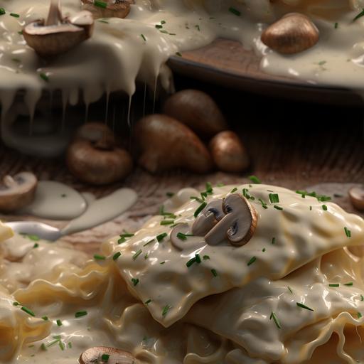 no watermarks, food texture, a seamless ravioli in a cream mushroom sauce topped with shaved parmesan texture with no internal patterns meticulously blended at the seams with subtle offsets to make it seem not tiled at all, Artstation, Quixel Megascans, Substance Sampler, Substance Designer, Photoshop, 3d, photorealism, high pass filter, low contrast details, no watermarks --tile