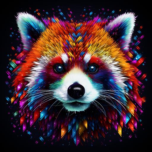 not a single pixel without a red panda, neon colours, very bright, pixel art style, john malkovich style --s 100