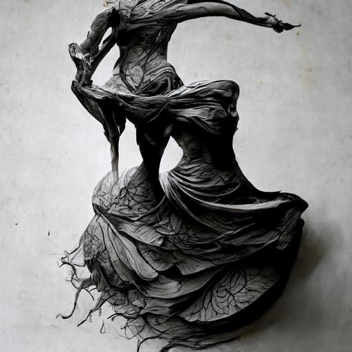 nothing is as nothings does, immovement of dancers, a startled stop :: beautiful, iconic, intense detail, epic, penwork, intricate ink, 3d sculpture, zbrush, deviantart, 8k --ar 1:1