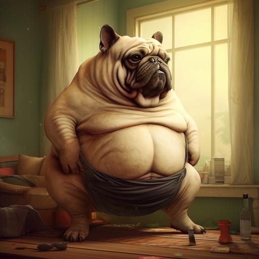 obese, French bulldog, giant fat, belly 