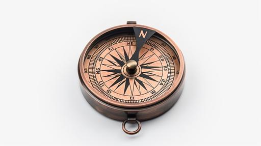 old analog compass isolated on a white background, 4k, --ar 16:9
