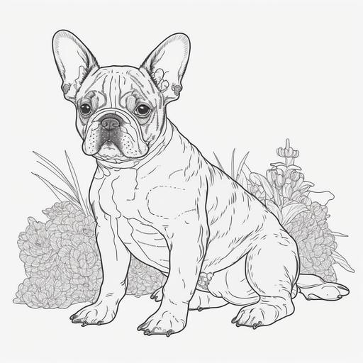 old cartoon drawing style, black and white line drawing colouring page for kids, french bulldog, labrador, german shepherd, poodle, bulldog, fox terrier, beagle, dachshund, jack russel--2:3