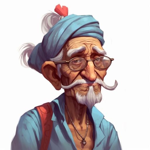 old indian man in cartoon style