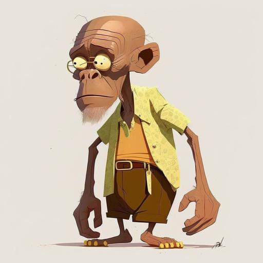 old jamaican bald man in cartoon monkey form