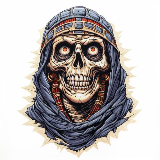 old school style , tattoo design of a mummy , white background