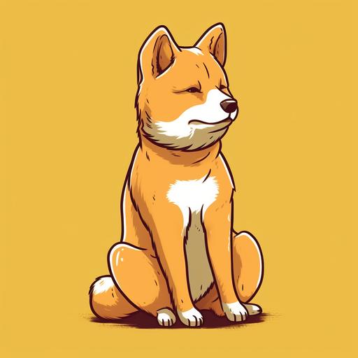 old shiba dog sitting cartoon art style 2d