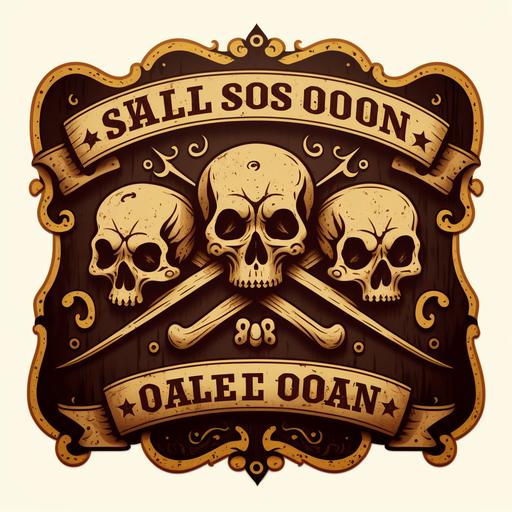 old western saloon sign text of three skull and cross bones emoji