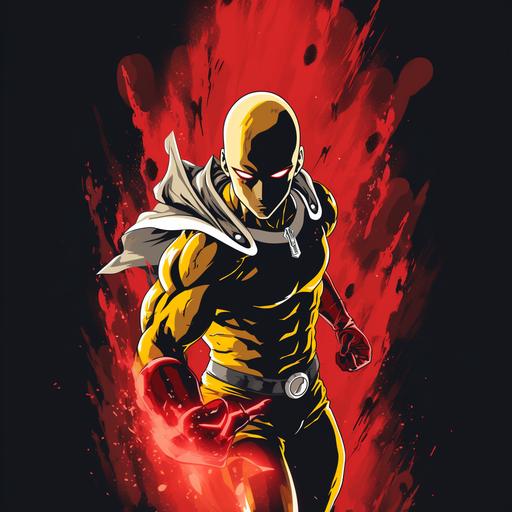 one punch man saitama serious punching backlit by lightning, comicbook style vector image