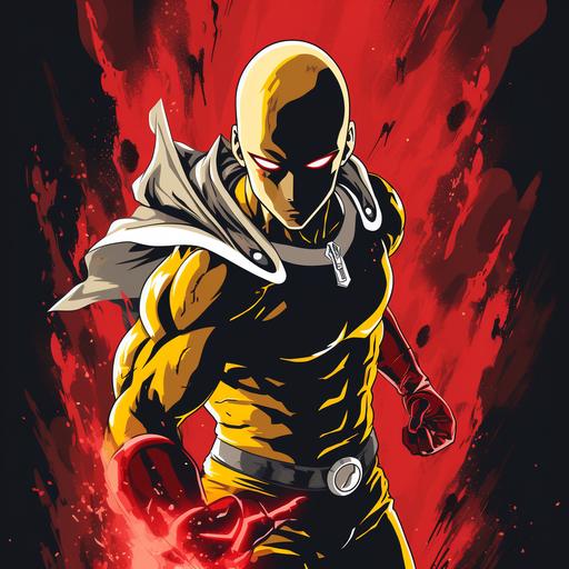 one punch man saitama serious punching backlit by lightning, comicbook style vector image
