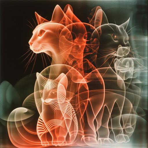 op art luminogram of clockwork cyborgs cats on mars --v 6.0 --s 750