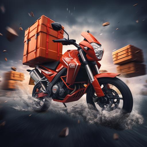 opening a Backpack Insulated Delivery Motorbikes, clean background, cinematic