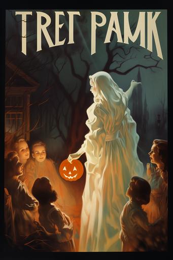 Trick or Treat,Halloween party,ghost,1940s,poster style --ar 2:3