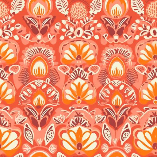 orange and pink floral scandinavian wallpaper pattern, --tile --v 5 --q 2 --s 250