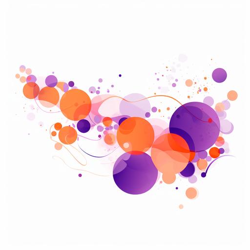 orange and purple bubbles, vector graphics, white backround, 2d, minimalistic,
