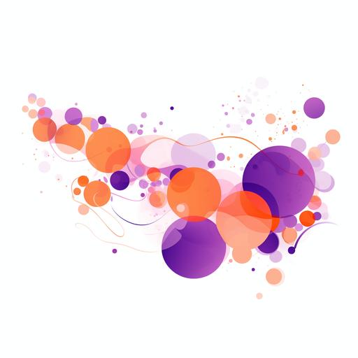 orange and purple bubbles, vector graphics, white backround, 2d, minimalistic,