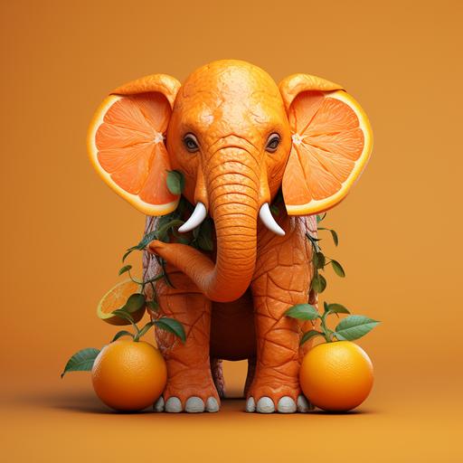 orange funny elephant