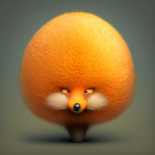orange, oval, bunny face, fox tail, wolf teeth