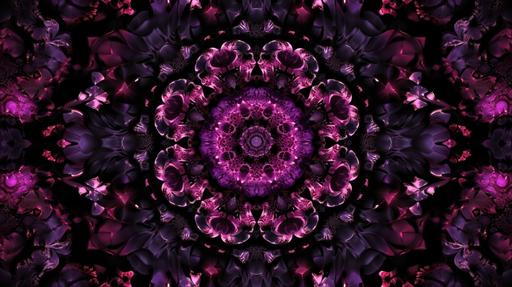ornate flowering fiery geode pattern, rich purple on black --ar 16:9 --v 5 --q 2