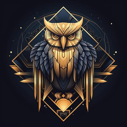 owl art deco logo design
