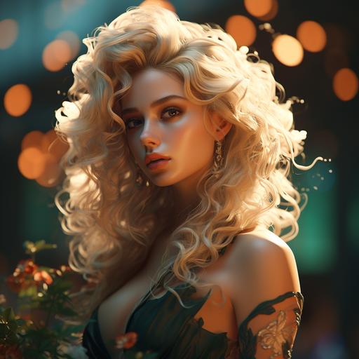 sharp focus:: hyper-realistic 64K photo of a real gorgeous woman shot with Sony A7S at 85mm lens and f/2.8 shallow depth of field, lifelike:: high res photo goddess jungle sunset rim light glossy hair:: 3d image full-body glowing acherontia tattoo:: intricately detailed photo style by Gil Elvgren --style raw