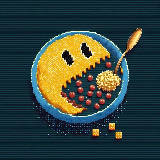 pac man eating pixel art for breakfast --v 4